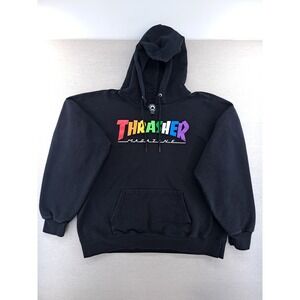 Thrasher Magazine Rainbow Hoodie Sweatshirt Adult Large Black Skate Baggy